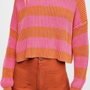 Free People Just My Stripe Cropped Sweater